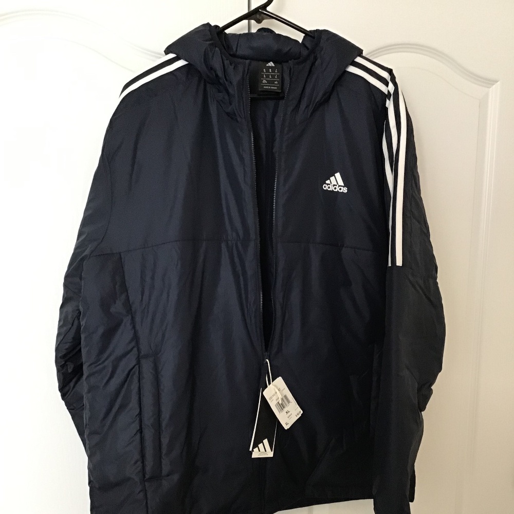 ADIDAS ESSENTIALS HOODED 3-STRIPES LIGHTWEIGHT JACKET - Picture 14 of 16
